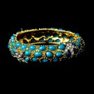 Gold Turquoise Rhinestone Crystal Starfish  Bracelet