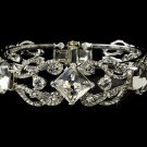 Silver Clear Large Rhinestone Crystal Cuff Bracelet
