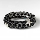Silver Black Rhinestone Crystal Starfish Cuff Bracelet