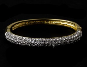 Gold Cubic Zirconia Bangle Bracelet