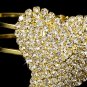 Gold Rhinestone Crystal Heart Cuff Bridal Bracelet