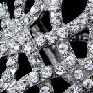 Silver Ribbon Rhinestone Crystal Cuff Bracelet