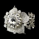 Silver Rhinestone Crystal Floral Cuff Bracelet