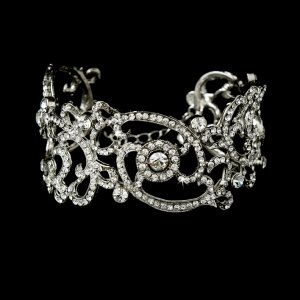 Rhodium Vintage Cubic Zirconia Cuff Bracelet