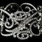 Silver Romantic AB Rhinestone Floral Bangle Bracelet