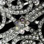 Silver Romantic AB Rhinestone Floral Bangle Bracelet