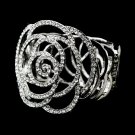Silver Rhinestone Crystal Dahlia Cuff Bracelet