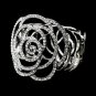 Silver Rhinestone Crystal Dahlia Cuff Bracelet