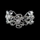 Silver Vintage Rhinestone Crystal Swirl Bridal Bracelet