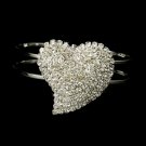 Silver Rhinestone Crystal Heart Cuff Bridal Bracelet