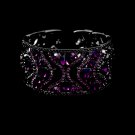 Silver Amethyst Rhinestone Crystal Cuff Bracelet