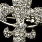 Silver Rhinestone Crystal Fleur De Lis Cuff Bracelet