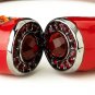 Silver Red Enamel Rhinestone Crystal Cuff Bracelet