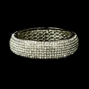 Silver Clear Swarovski Crystal Bangle Bracelet