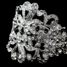 Silver Antique Heart Rhinestone Crystal Cuff Bracelet