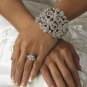Silver Antique Heart Rhinestone Crystal Cuff Bracelet