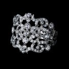Silver Hearts Rhinestone Crystal Cuff Bracelet