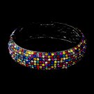 Silver Multi Color Rhinestone Crystal Bangle Bracelet