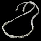 Crystal Vintage White Satin Ribbon Headband Tiara