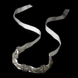 Austrian Crystal White Ribbon Headband Tiara