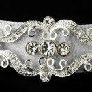 Silver Crystal White Ribbon Bridal Headband Tiara