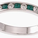 NEW 925 Sterling Silver CZ Emerald Eternity Band Ring