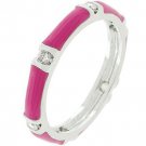 White Gold Silver Fushcia Enamel Stacker Ring