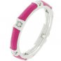 White Gold Silver Fushcia Enamel Stacker Ring