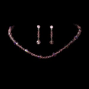 Pink Swarovski Crystal Necklace Earring Set