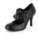 NEW Black Ruffled Strap Pumps Womens Shoes