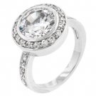 White Gold Silver Clear CZ Engagement Ring