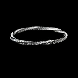 Silver Elegant Rhinestone Crystal Bangle Bracelet