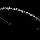 Silver Light Blue Rhinestone Floral Vine Bridal Tiara