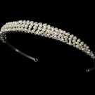 Silver White Pearl Rhinestone Crystals Bridal Tiara