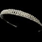 Silver White Pearl Rhinestone Crystals Bridal Tiara
