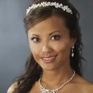 Silver Rhinestone White Pearl Classic Bridal Tiara