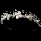 Silver Swarovski Crystal Freshwater Pearl Bridal Tiara