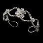 Silver Rhinestone Crystal Flower Bridal Cuff Bracelet