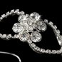 Silver Rhinestone Crystal Flower Bridal Cuff Bracelet