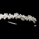 Silver White Pearl Rhinestone Antique Bridal Tiara