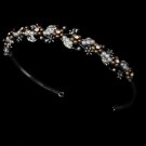 Silver Rum White Pearl Rhinestone Bridal Tiara