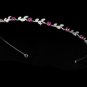 Silver Fuchsia Clear Rhinestone Floral  Bridal Tiara