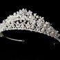 Silver Elegant White Pearl Crystal Bridal Tiara