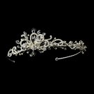 Silver Austrian Crystal Ivory Pearl Bridal Tiara