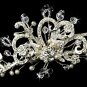 Silver Austrian Crystal Ivory Pearl Bridal Tiara