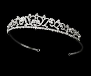 Silver Pearl Rhinestone Crystal Pearl Bridal Tiara