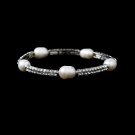 Silver Rhinestone Crystal Ivory Pearl Bridal Bracelet