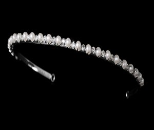 Silver Simple White Pearl Rhinestone Bridal Tiara