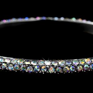 Silver AB Rhinestone Crystal Bridal Bangle Bracelet