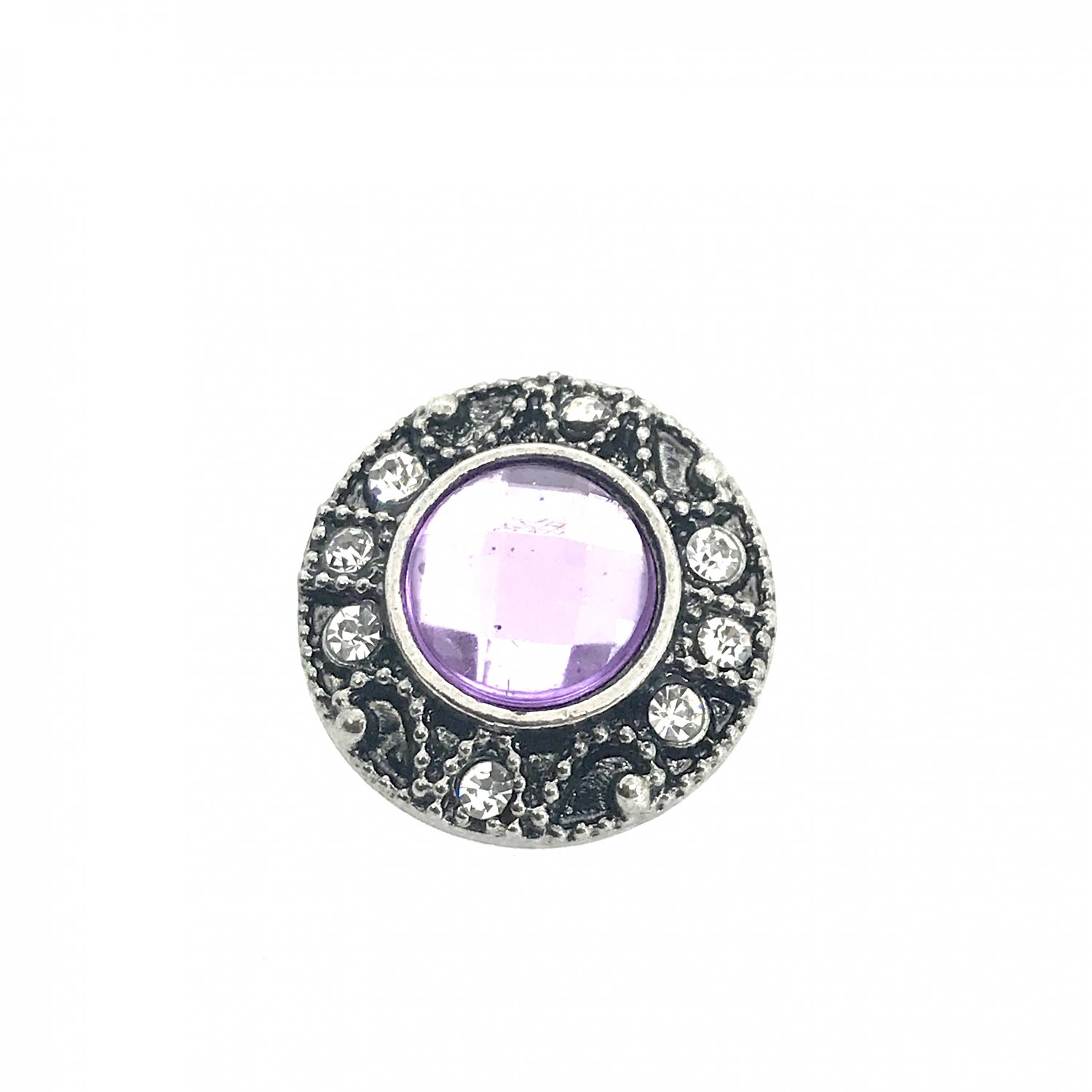 Snap 20mm Flower pink crystals